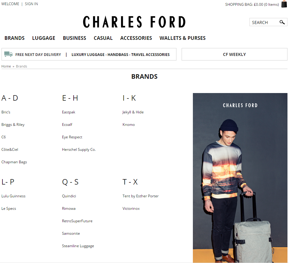 Magento - Charles Ford London - Global Luggage - Bogdan Ciocoiu